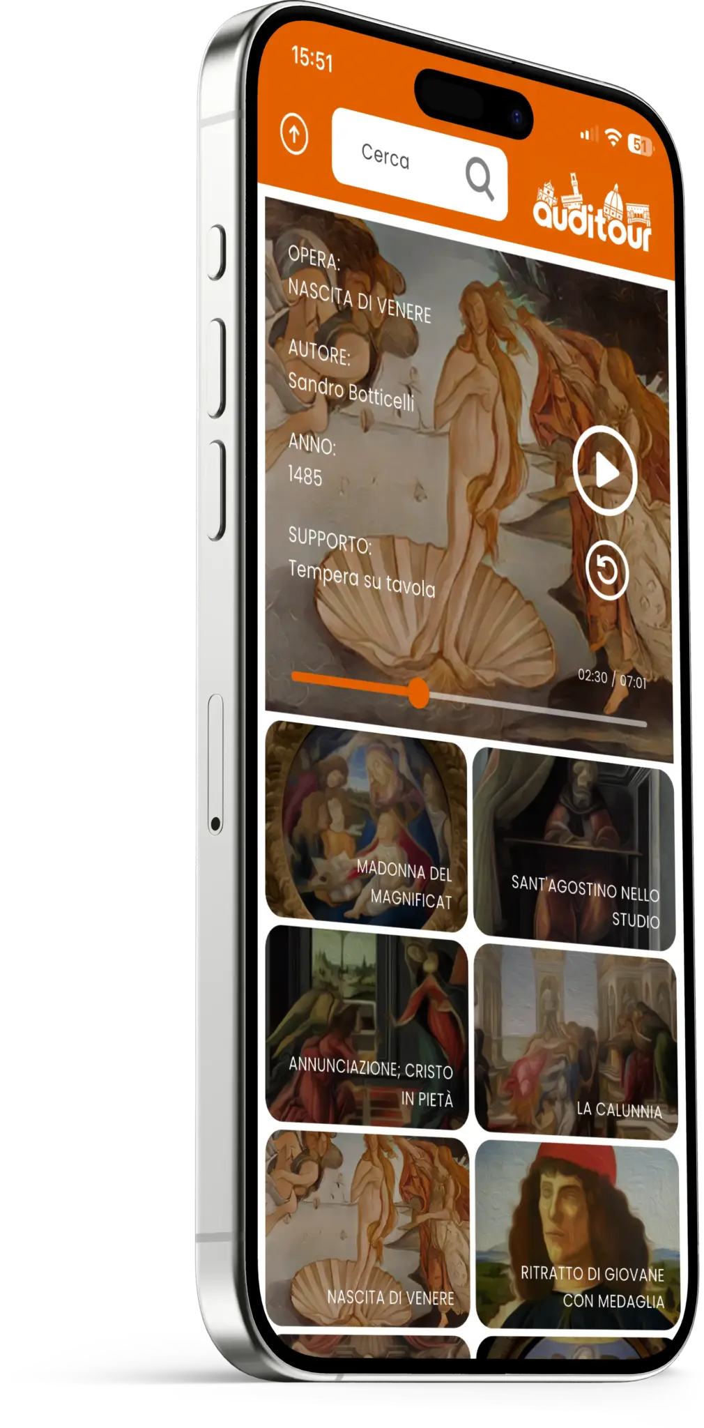 App Audioguida Uffizi — Schermata destra